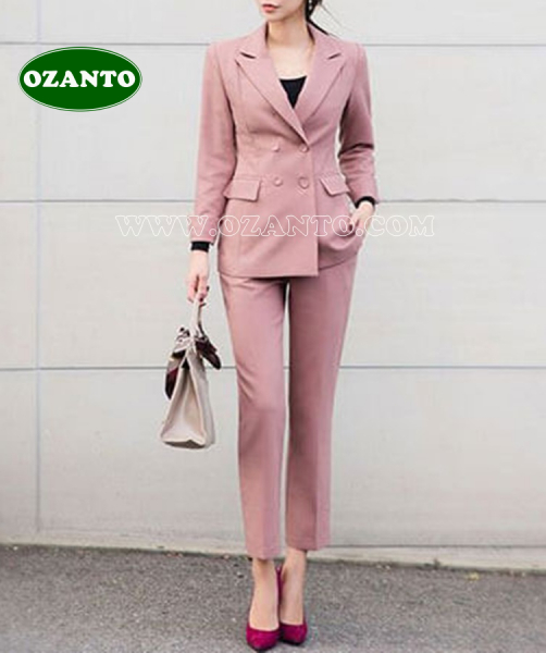 Bộ suit hồng 4 nút